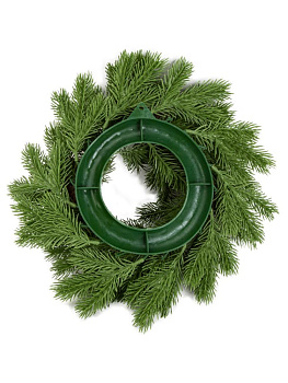 Венок новогодний 30см с шишками светло-зеленый 000000000001228773