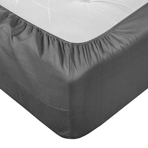 Простыня на резинке 160х200х25см LUCKY графит поплин хлопок 100% 000000000001221112