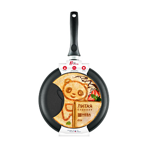 Сковорода блинная 24см  НЕВА МЕТАЛЛ ПОСУДА ПАНДА Литая алюминий 000000000001225732