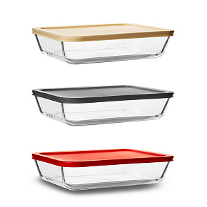 Форма для запекания 700мл 20х14,7х4,7см прямоугольная цветная крышка боросиликатное стекло 000000000001217719