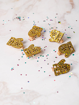 Декоративное украшение Прищепки Варежки золотые 3,5х3,0,2см MANDARIN береза 000000000001209322