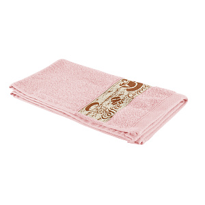 Полотенце кухонное 30х55см СОФТИ розовый /бордюр кофе  хлопок-100% 000000000001215926