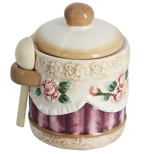 Банка с деревянной ложкой Романтика Коралл, 430мл 000000000001109206