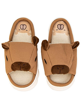 Тапочки домашние 40-41 женские капибара открытые коричневый полиэстер/ПВХ 000000000001228862