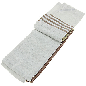 Набор кухонных полотенец DE'NASTIA вафля 2шт-40х60см бел/беж D100010 000000000001167681