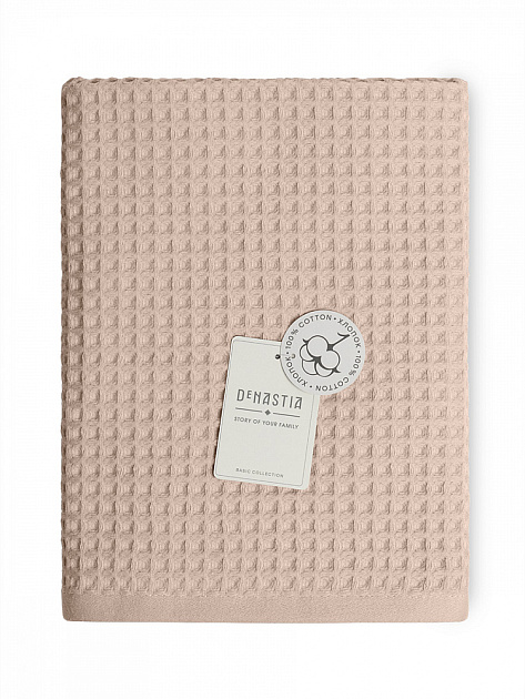 Полотенце вафельное 70x140см DE'NASTIA для бани/сауны 300гр бежевый хлопок 000000000001228554
