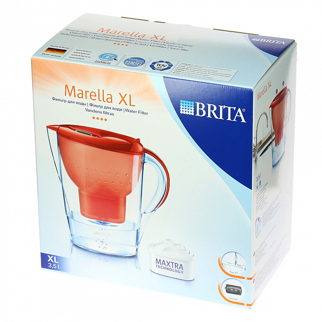 Фильтр-кувшин для воды Марелла XL Brita, красный, 3.5л 000000000001017754