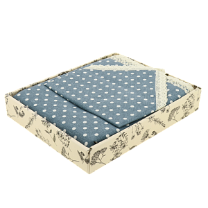 Комплект LUCKY Прованс (скатерть 150x250см + 4 салфетки 43x43см) в горох синий/белый 100% полиэстер E020174 000000000001202449