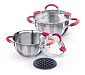 Набор посуды 5 предметов SWEET HOME Exellence (кастрюли 2,1л+2,8л, подставка) нержавеющая сталь