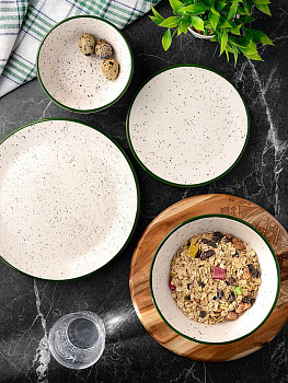 Тарелка десертная 19см CERA TALE Splash Green керамика глазурованная 000000000001210093