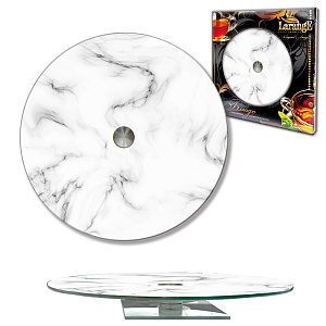 Блюдо сервировочное 28см LARANGE вращающееся белый мрамор стекло 000000000001212959