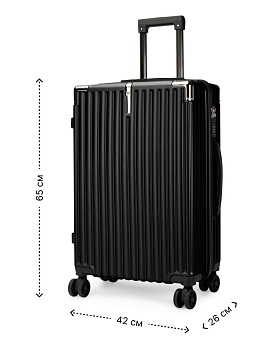 Чемодан на колесах M (42х26х65см) грани черный PC 000000000001226571