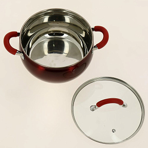 Кастрюля 3,9 нержавеющая сталь, стеклянная крышка с пароотводом Scarlet AppetiteGS10393 000000000001192626