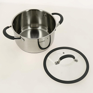 Кастрюля 4 литра KITCHEN FANTASY gray нержавеющая сталь Cr2332 000000000001200699