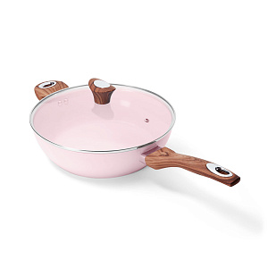 Сковорода с крышкой 28см PHANTOM CHEF глубокая ручки soft touch индукция pink 000000000001221212