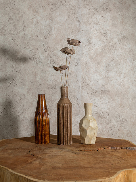 Ваза 10x10x30см DE'NASTIA коричневый дерево манго 000000000001230451