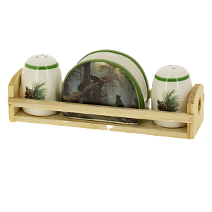 Набор соль+перец+салфетница 1/3 п/упУтро в сосновом лесу,ZFC049-30 000000000001193112