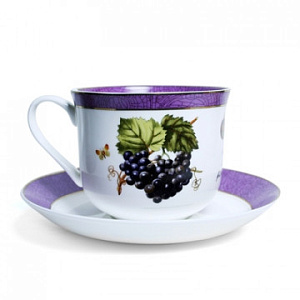 Чайная пара Стейчкол костяной фарфор 480мл, Дыхание Прованса Виноград ,КРС-755 000000000001193669