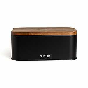 Хлебница 30,5x18,5x12,5см DE'NASTIA деревянная крышка черный нержавеющая сталь 000000000001223846