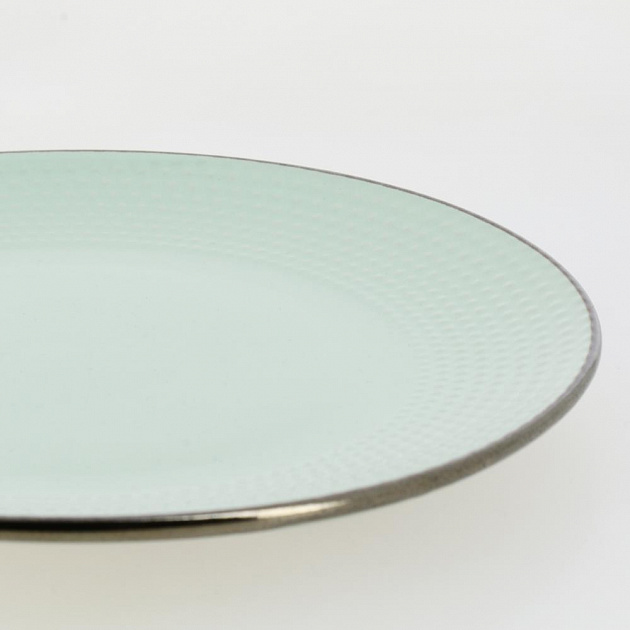 Тарелка десертная 19,7см LUCKY Точки металлическая кайма мятный керамика 000000000001211241