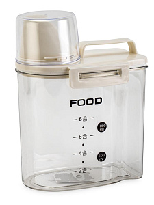 Контейнер для сыпучих продуктов/для кормов с дозатором 1л белый пластик_ST 000000000001228756