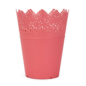 Кашпо Ажур 18,5х14см розовый пластик 000000000001222054