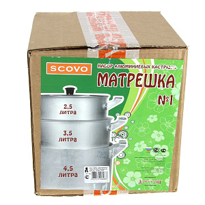Набор кастрюль №1 Матрешка Scovo, 2.5л, 3.5л, 4.5л, 3 шт. 000000000001103145
