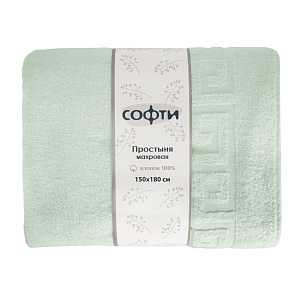 Простыня махровая 150х180см СОФТИ с бордюром светло-зеленый хлопок 100% 000000000001214259