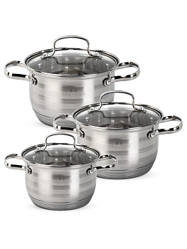 Набор кастрюль 3шт (1,15л/1,8л/2,6л) нержавеющая сталь 000000000001228974