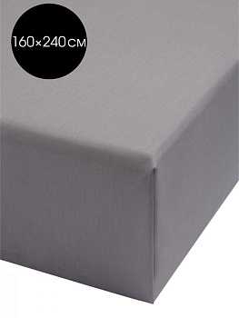 Простыня 160x240см DE'NASTIA серый сатин NEW хлопок 100% 000000000001215787