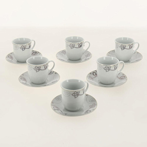 Набор кофейный фарфор 12шт (6 чашек 90мл + 6 блюдец) подарочная упаковка Аврора Алия Guterwahl 113-19038 000000000001200593