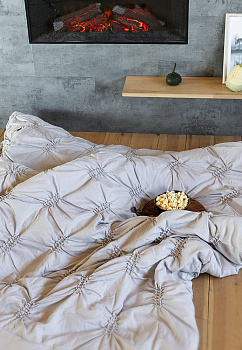 Покрывало 240x260см LUCKY ОБЛАКА 3сл серое 100% полиэстер 000000000001210120