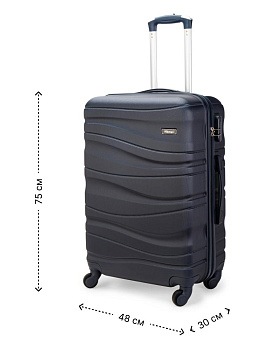 Чемодан на колесах L (48х30х75см) волна синий ABS 000000000001226522