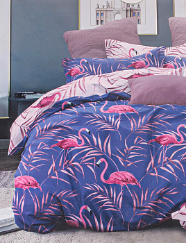 Комплект постельного белья Евро LOVE&LIVE Фламинго простынь 215х240см пододеяльник 215х200см наволочки 70х70см-2шт поплин 100% хлопок 000000000001203690
