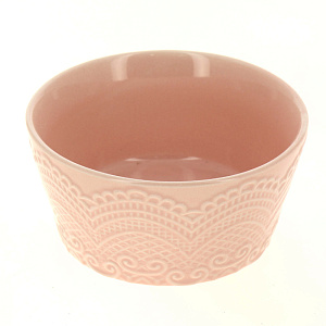 Салатник 350мл/12см круглый Кружево розовое TZ-015P 000000000001180989