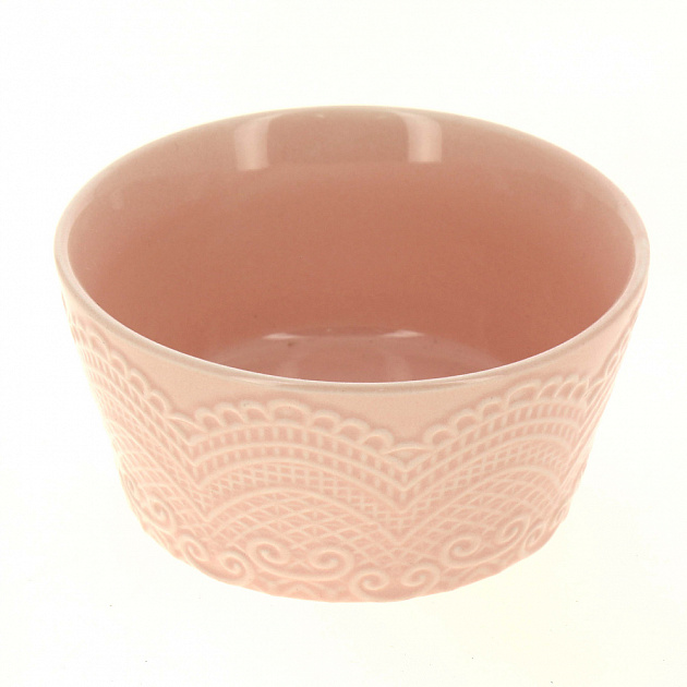 Салатник 350мл/12см круглый Кружево розовое TZ-015P 000000000001180989