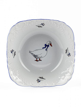 Салатник 24см CMIELOW Рококо Гуси прямоугольный фарфор 000000000001214858