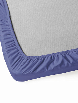 Простыня на резинке 200х200+25см DE'NASTIA синяя трикотажная 100% хлопок 000000000001211332