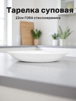 Тарелка суповая 22см FORA стеклокерамика 000000000001222832