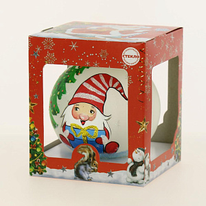 Декоративное украшение 10см Шар 5 БИРЮСИНКА Гномик стекло 000000000001191683