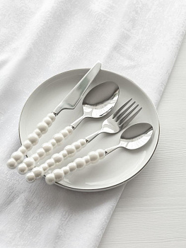 Ложка чайная DE'NASTIA Pearl белый нержавеющая сталь/ручка керамика 000000000001227730