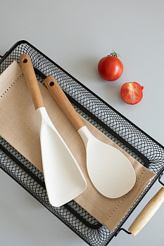 Ложка для мультиварки23x7,5смDE'NASTIAдеревянная ручка молочный букСиликонНейлон 000000000001228988