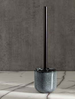 Щетка для унитаза DE'NASTIA reactive Deco с подставкой серый керамика/нержавеющая сталь 000000000001227001