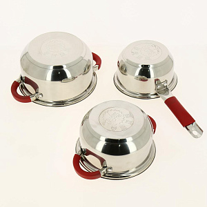 Набор посуды 6 предметов SWEET HOME Саванна (кастрюли 1,8 л+2,8 л+3,8л) стеклянные крышки силиконовые вставки на ручках нержавеющая сталь Набор посуды 6 предметов SWEET HOME Саванна (кастрюли 1,8 л+2,8 л+3,8л) стеклянные крышки силиконовые вставки на ручках нержавеющая сталь 000000000001179522