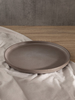 Тарелка десертная 21,6см DE'NASTIA Графит бежевый матовая керамика 000000000001227037