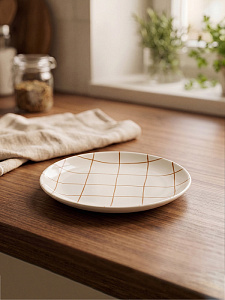 Тарелка десертная 20см DE'NASTIA lattice коричневый керамика 000000000001231346