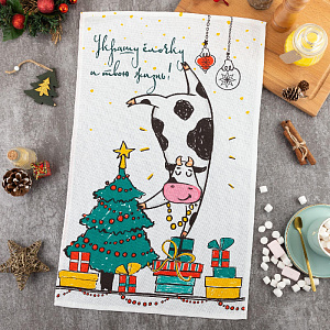 Полотенце "Доляна" Новогодняя елка 35х60см, 100% хлопок 160г/м2 5059184 000000000001202356