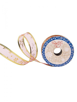 Новогодняя лента Снежинки красное золото из полиэстера на картонной катушке с запаянной кромкой 270x2,5x0,01см 82319 000000000001201782