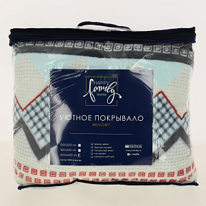 Покрывало 200*220 Happy Family велсофт Денди 100%полиэстер 105664 мягкое, приятное на ощупь, невесомое. 000000000001195922