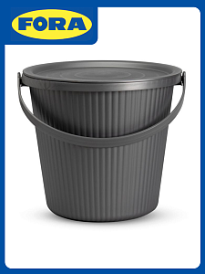 Ведро-стул 15л FORA с крышкой вельвет серый полиэтилен 000000000001227349